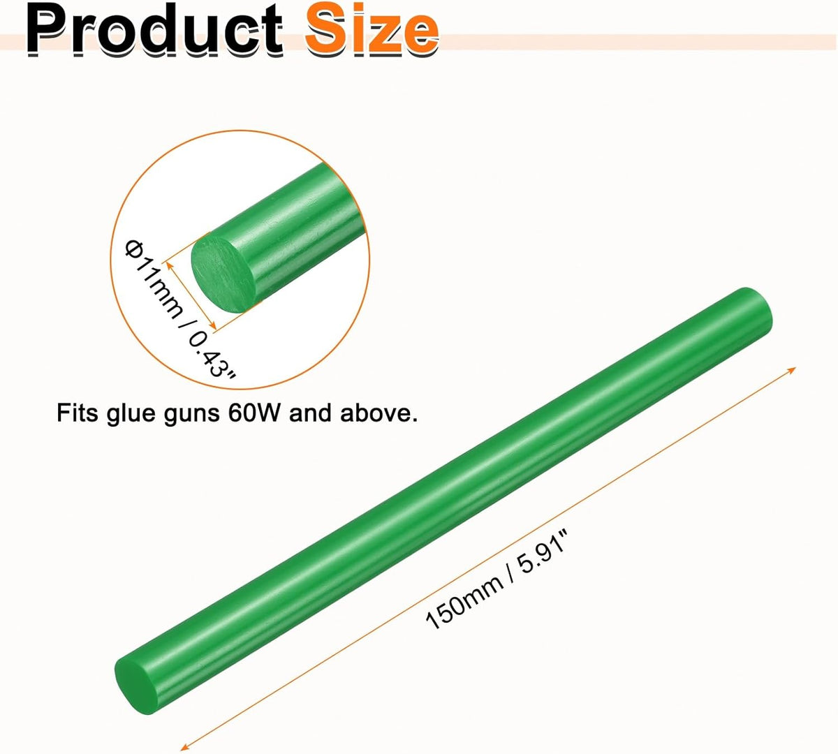 HARFINGTON 10pcs Hot Glue Sticks 0.43" Dia x 5.91" Long EVA Mini Hot Melt Adhesive Glue Stick for