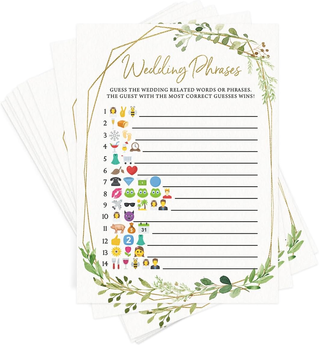 Printed Party Bridal Shower Games – Wedding Phrase Guessing Game, Fun Wedding Shower Activity