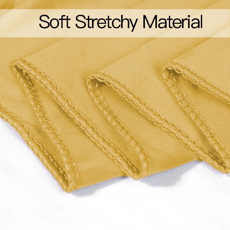 100PCS Spandex Stretch Gold Chair Sashes Bows Universal Elastic Chair Cover Bands Ties with Buckle