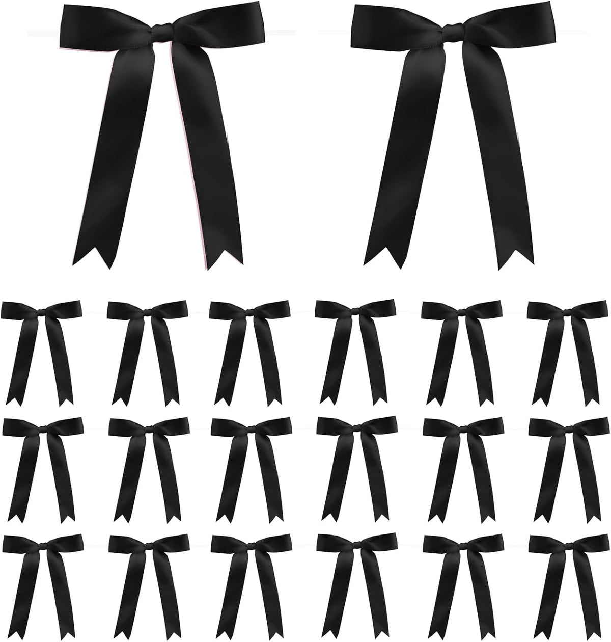 30Pcs Satin Ribbon Black Bows 5x7 Inch Twist Tie Bow for Gift Wrapping Champagne Bottle Cake Treat