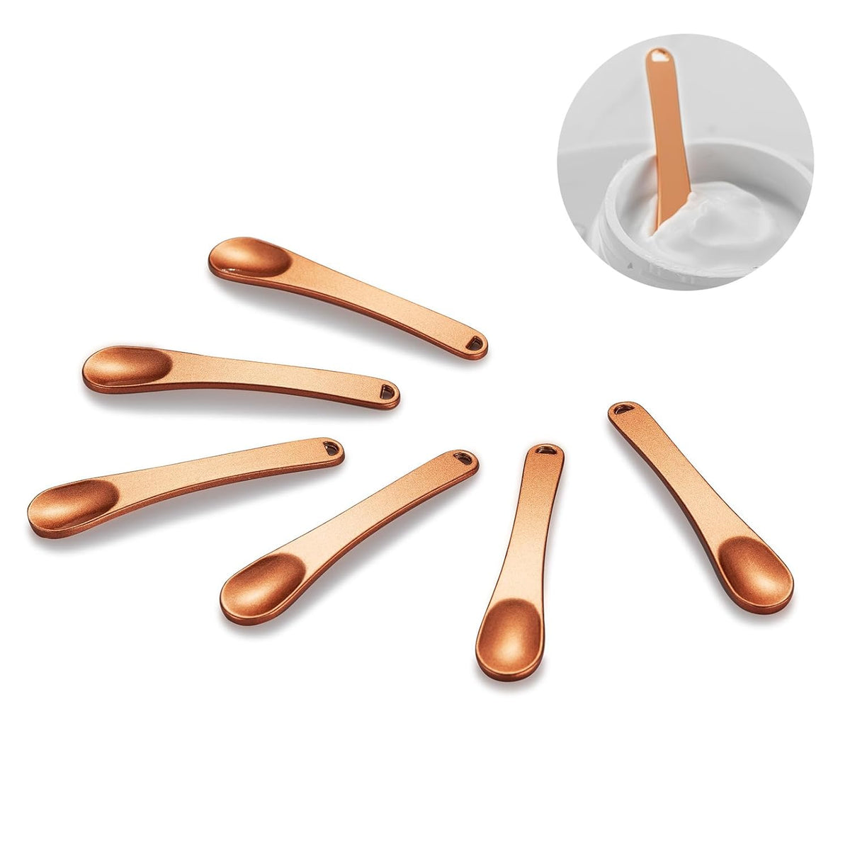 Tekson 6 Pieces Metal Cosmetic Skincare Spatula, Mini Mask facial Reusable Scoop, Makeup Beauty