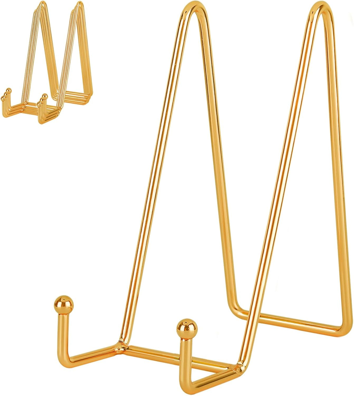 IBosins 5 Pack 8 Inch Plate Holder Display Stands, Large Metal Gold Frame Stand for Picture, Book
