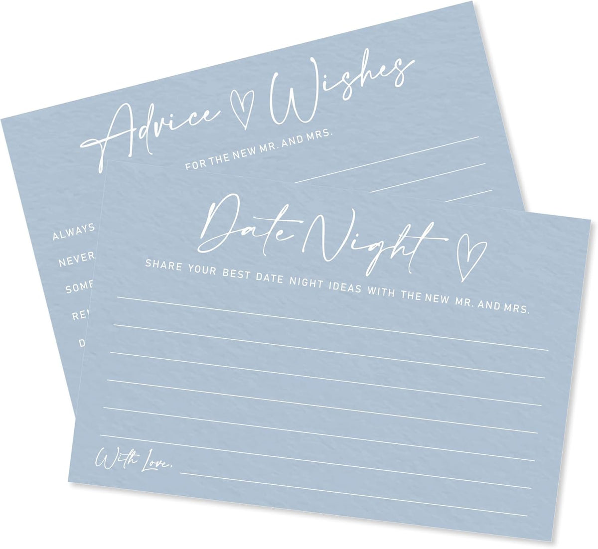 Advice & Wishes Card Set - Minimalism Blue - 15 Advice & Wishes Cards & 15 Date Night Cards Cards