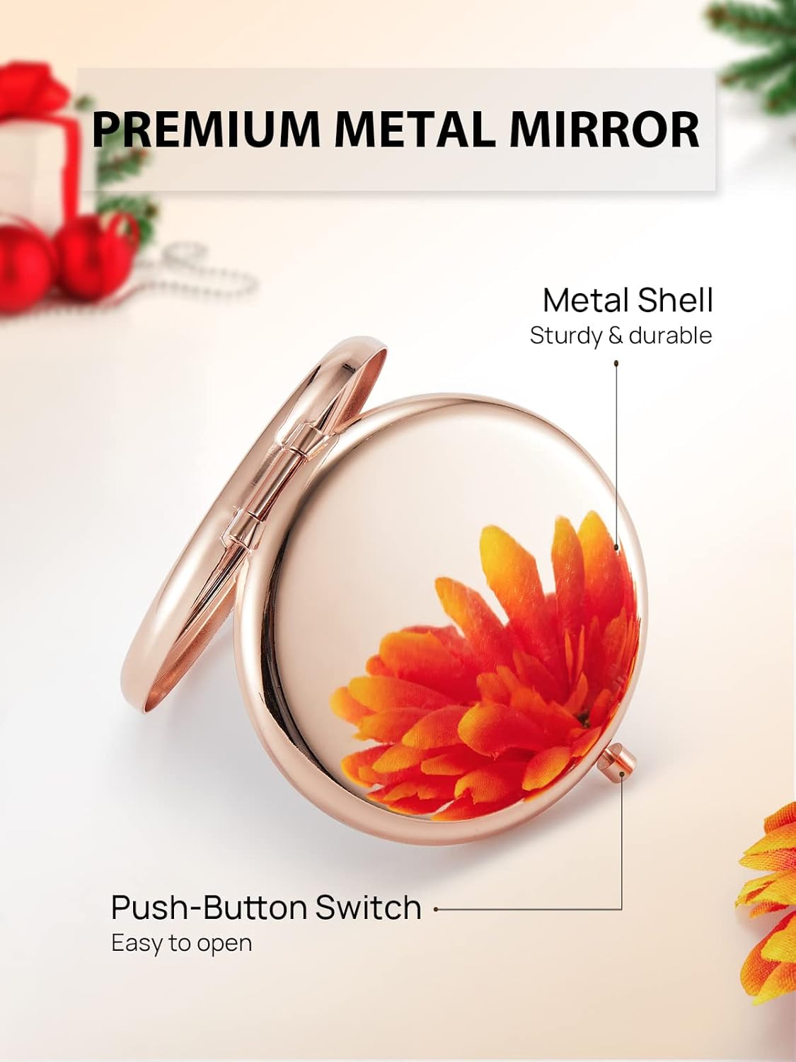 Compact Mirror for Purse, Set of 24 Double-Sided 1X/2X Magnifying Metal Pocket Makeup