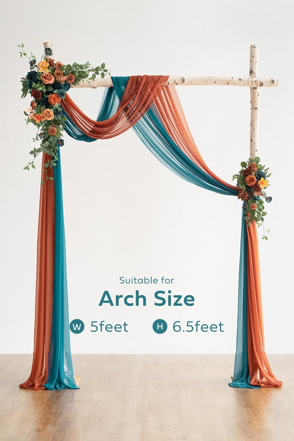 Ling's Moment Teal Orange Artificial Wedding Arch Flowers Kit Pack of 4, 2pcs Hanging Flower