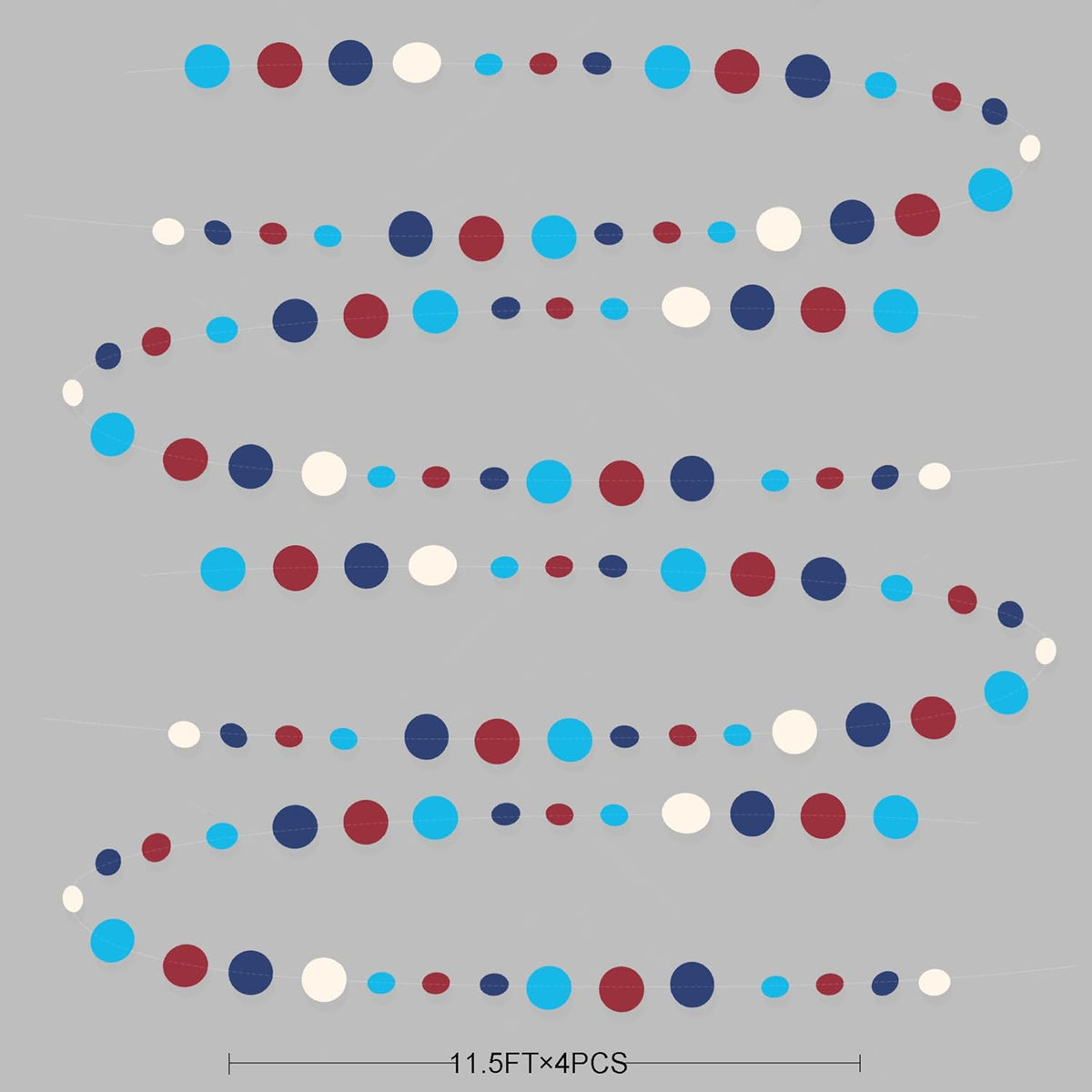 Nautical Party Decorations Circle Dot Garland Navy Blue Red White Hanging Paper Polka Dot Streamer