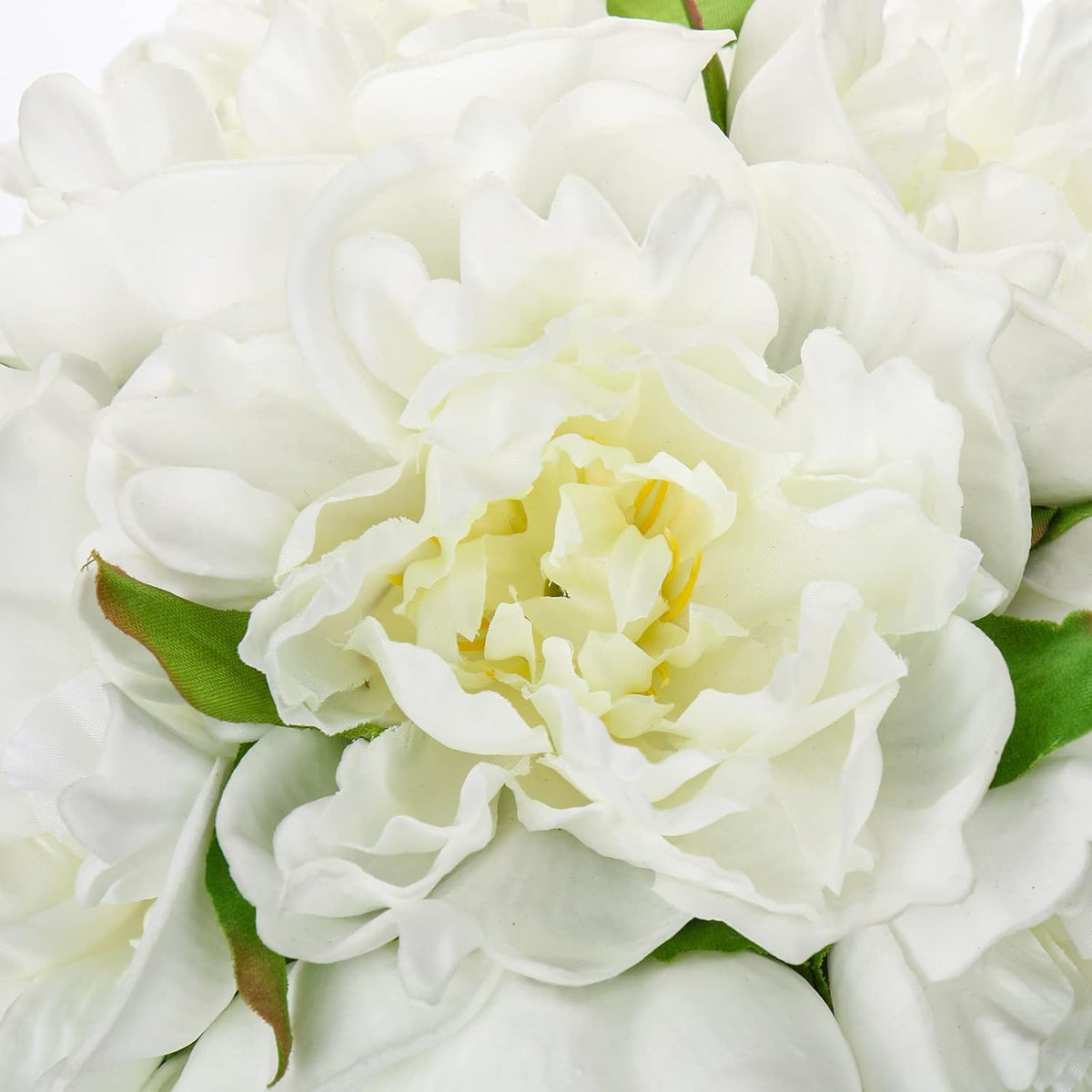 Hollyone Fake Flowers White Peonies Artificial Flowers Faux Flowers with Vase Peony Silk Flower