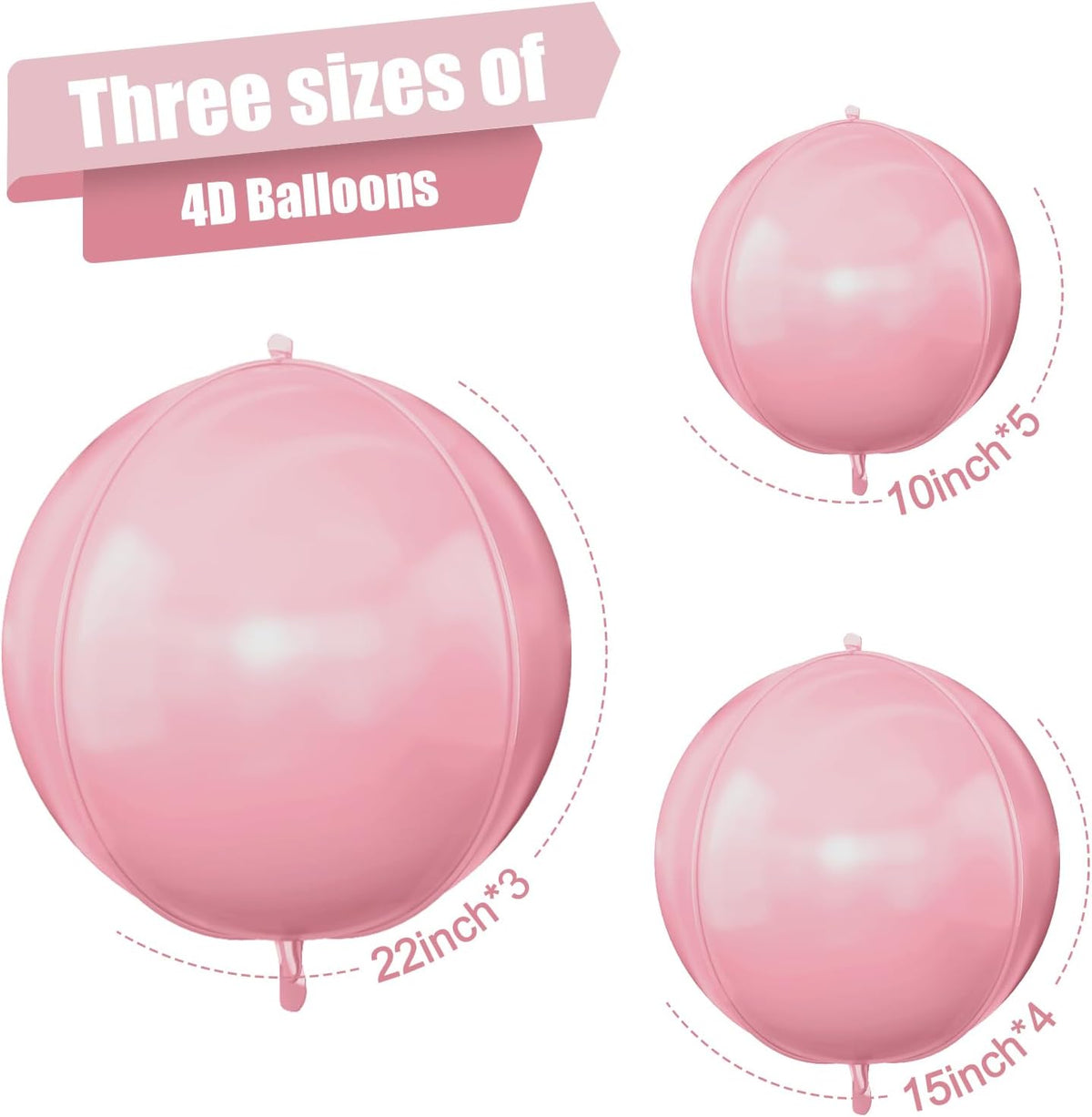 12Pcs Baby Pink Round Foil Balloons, 22" 15" 10" 4D Helium Light Pink Mylar Balloon, Pastel Pink