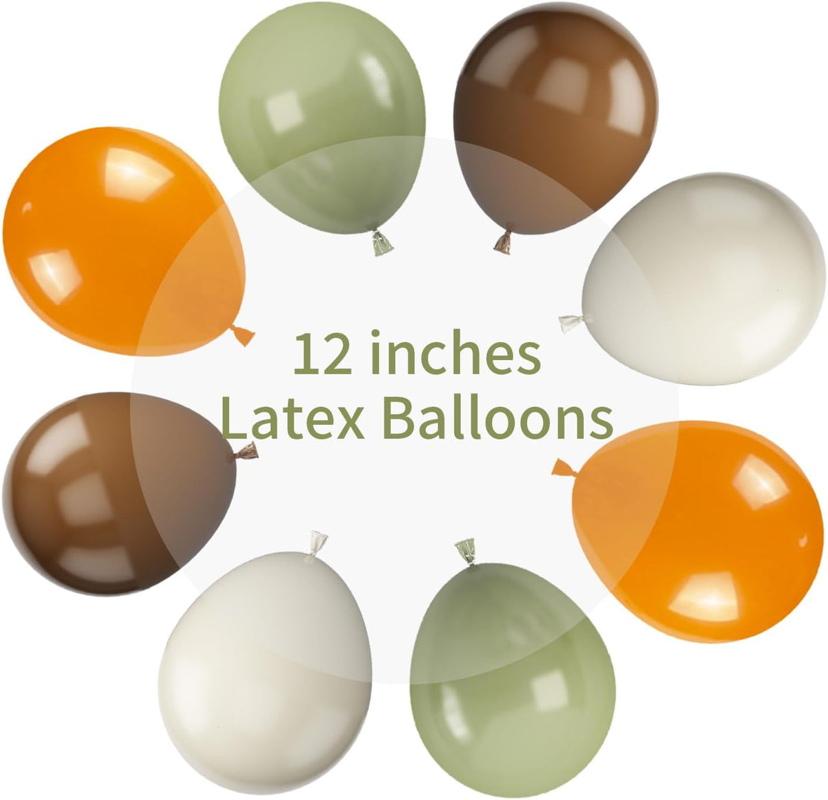 Sage Green and Orange Balloons, 12 Inch Green Brown Orange Balloons Olive Green Brown Beige Jungle