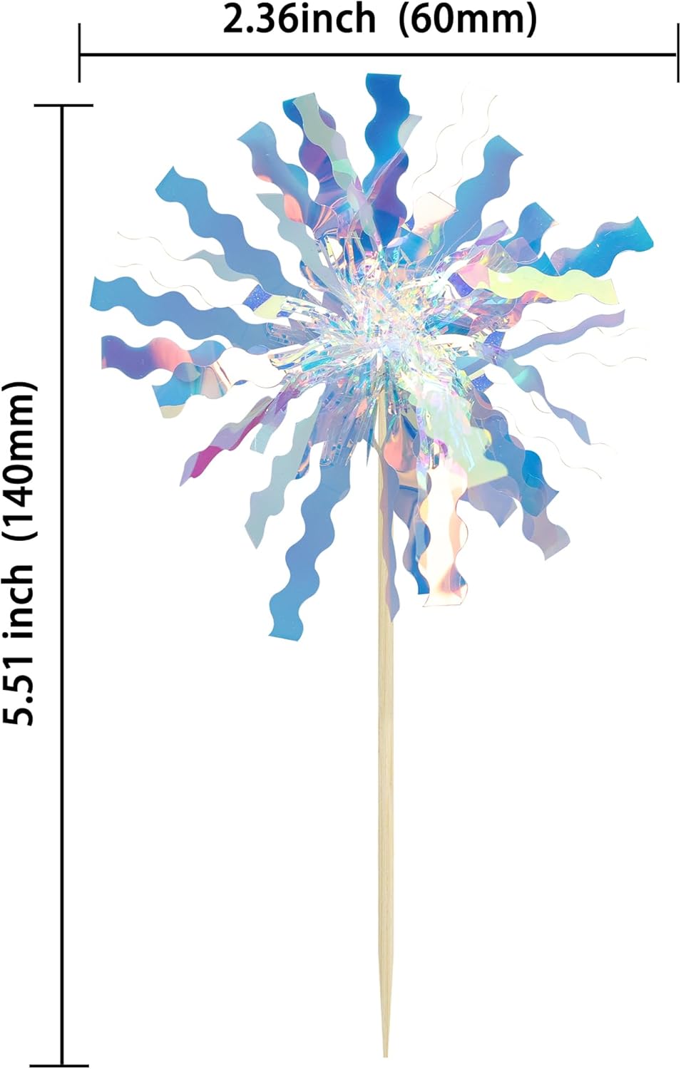 Gyufise 30Pcs Foil Firework Cupcake Toppers Happy Birthday Cake Toppers Tinsel Flower Drink