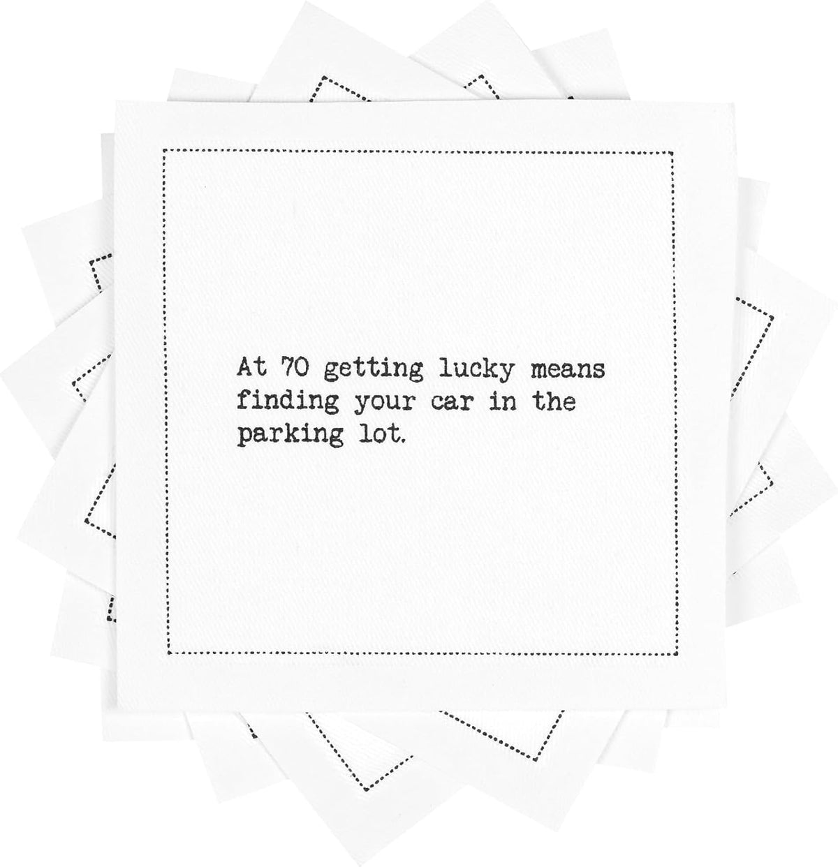 Five Star Napkins 70th Birthday Quotes White Cotton Cocktail Napkins, Beverage Napkins, Bar