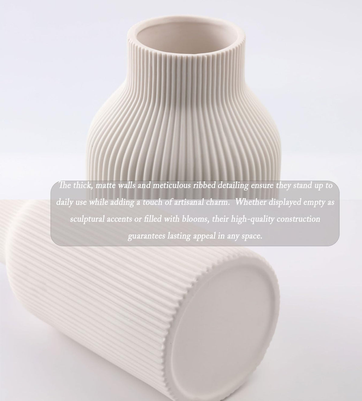 10 Inch White Ceramic Vase for Decor,Minimalist Modern Home Decorative Large Flower Vase for Pampas