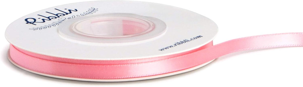 Ribbli Double Faced Pink Satin Ribbon,1/4” x Continuous 25 Yards,Use for Bows Bouquet,Gift