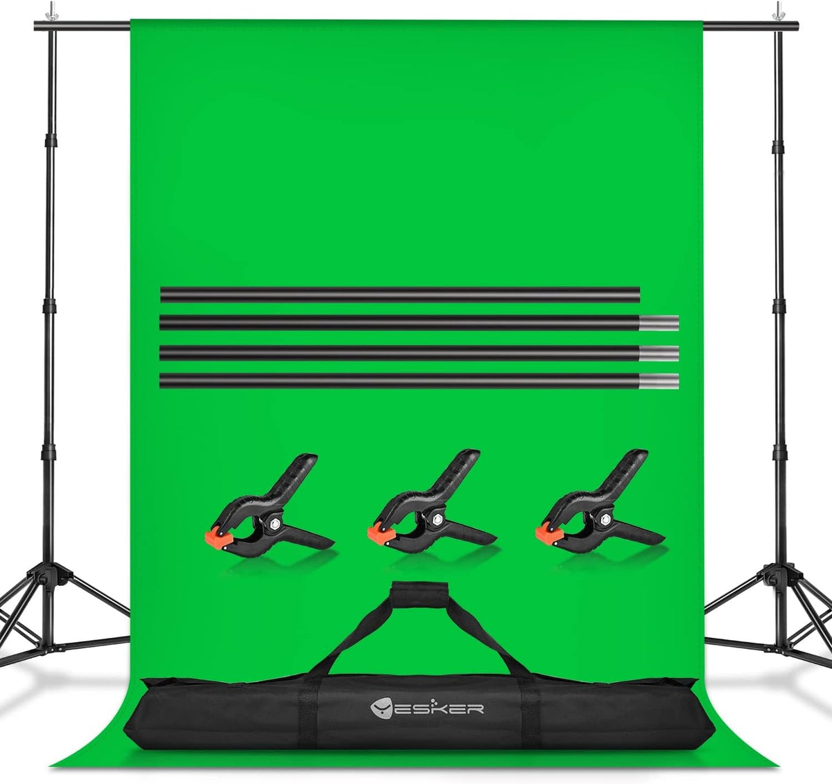 Yesker 8.5x10ft Green Screen Backdrop Kit with Stand Photography Greenscreen Background Support