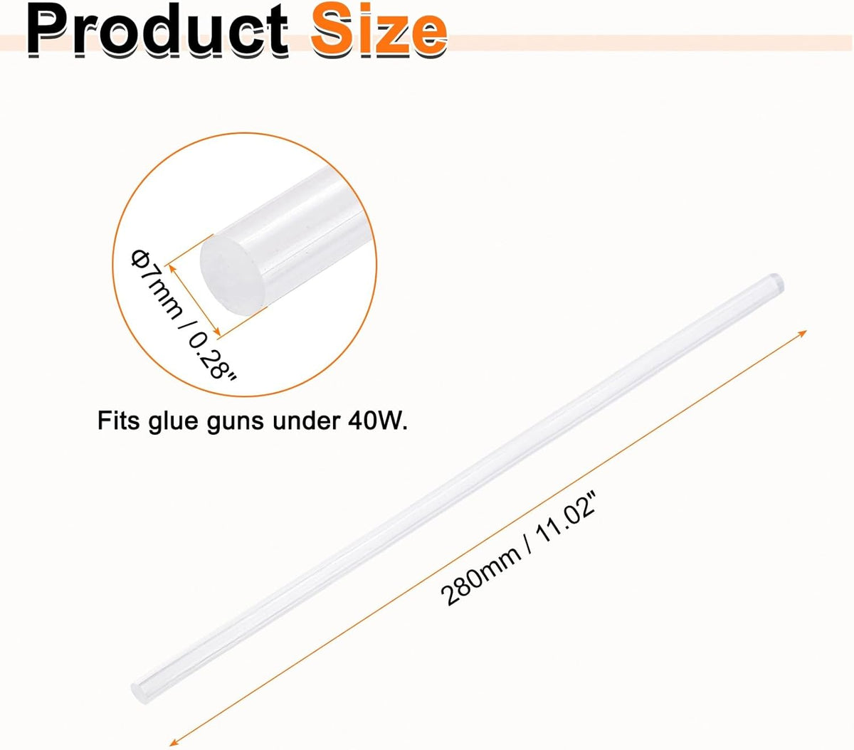 HARFINGTON 10pcs Hot Glue Sticks 0.28" Dia x 11.02" Long EVA Mini Hot Melt Adhesive Glue Stick for