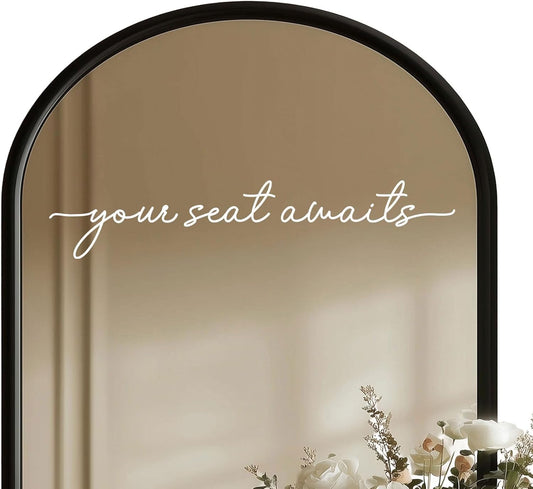 Your Seat Awaits Vinyl Decal, Wedding Seating Sticker, Mirror Decal for Seating, Please Find Your