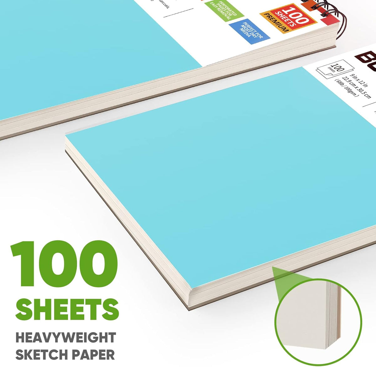 Soucolor 9" x 12" Spiral Bound Blank Sketch Notebook Journal Book- 1-Pack 100 Sheets Acid-Free