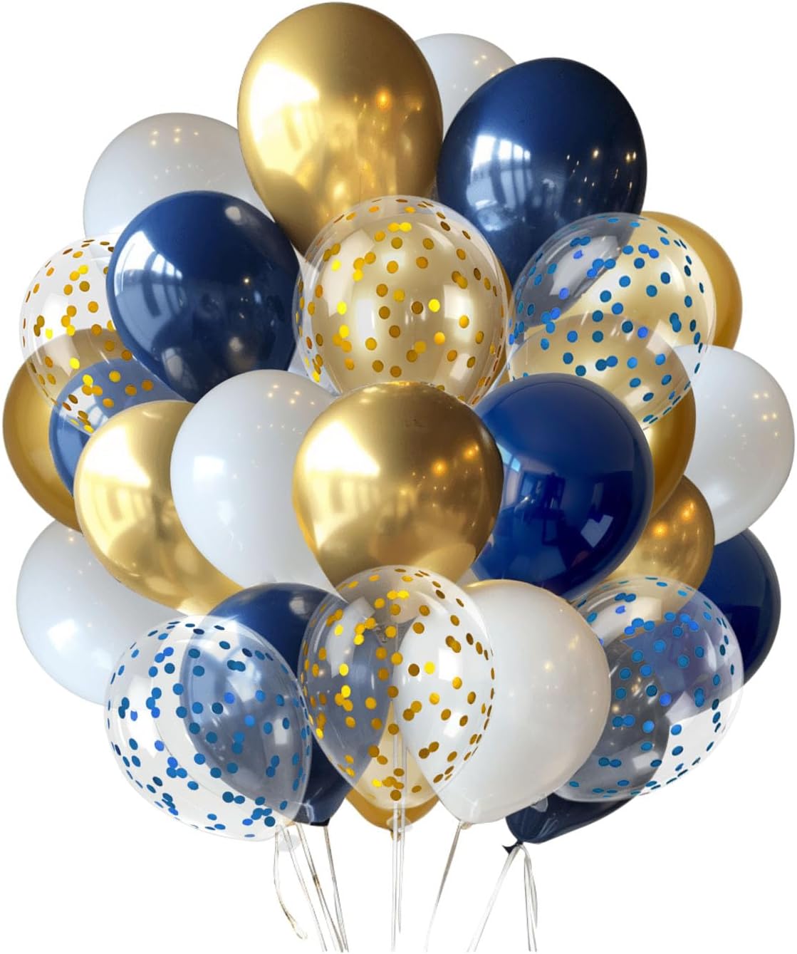 300 Pcs Navy Blue and Gold Confetti Balloons Set Lncludes 12 inch Gold White Navy Blue and Blue
