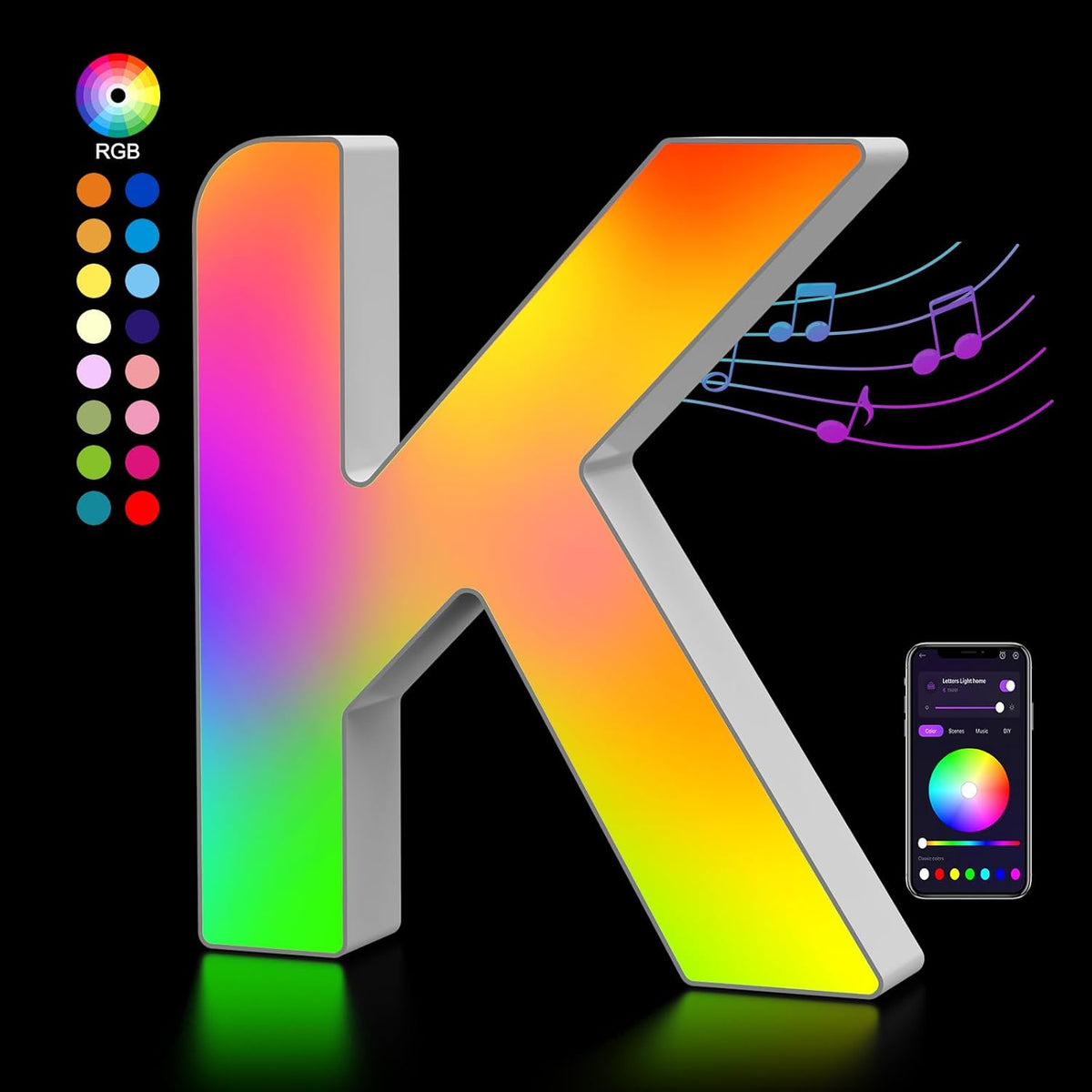 OJQ Light Up Letters LED Letter - Marquee Letters Room Decor Alphabet Letter Music Sync Color