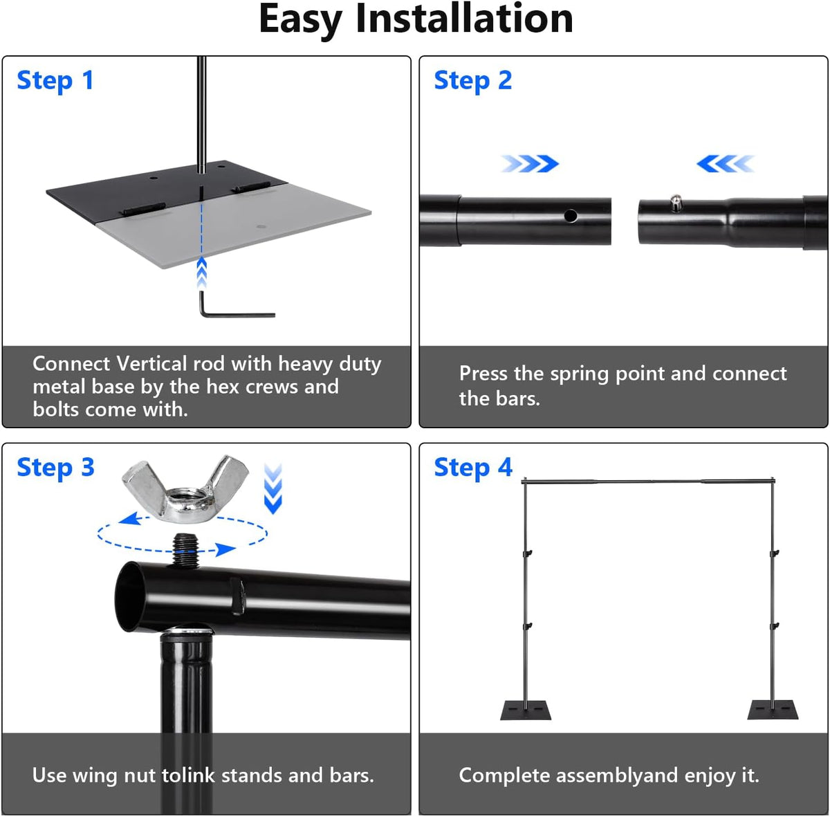 Pipe and Drape Photography Backdrop Stand Kit Adjustable Photo Background Stand 10ft x 6.5ft with