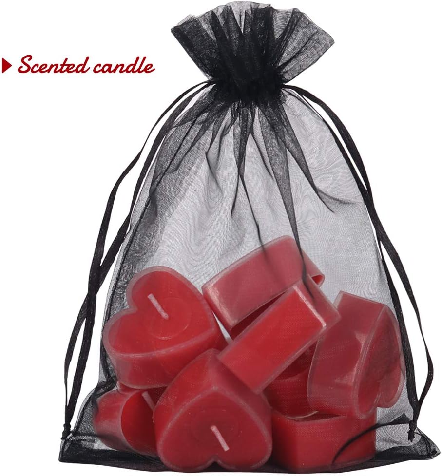 YQL Black Organza Bags,100PCS 5x7 Inch Gift Favor Bags Mesh Fruit Protection Bags Jewelry Pouches