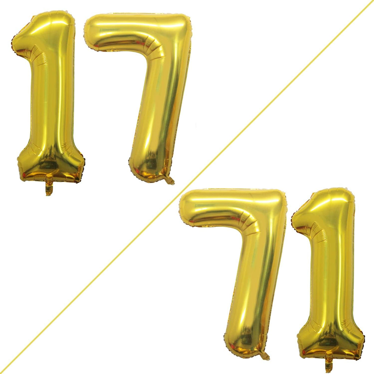GOER Number 17 Balloons for 17th Birthday Sweet 17 Party Decorations,42 Inch Jumbo Foil Helium 71