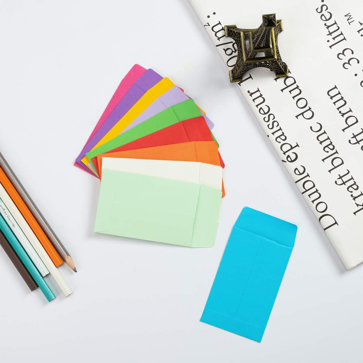 1000 Pieces Colorful Small Coin Envelopes Self-Adhesive Seed Envelopes Mini Parts Small Items