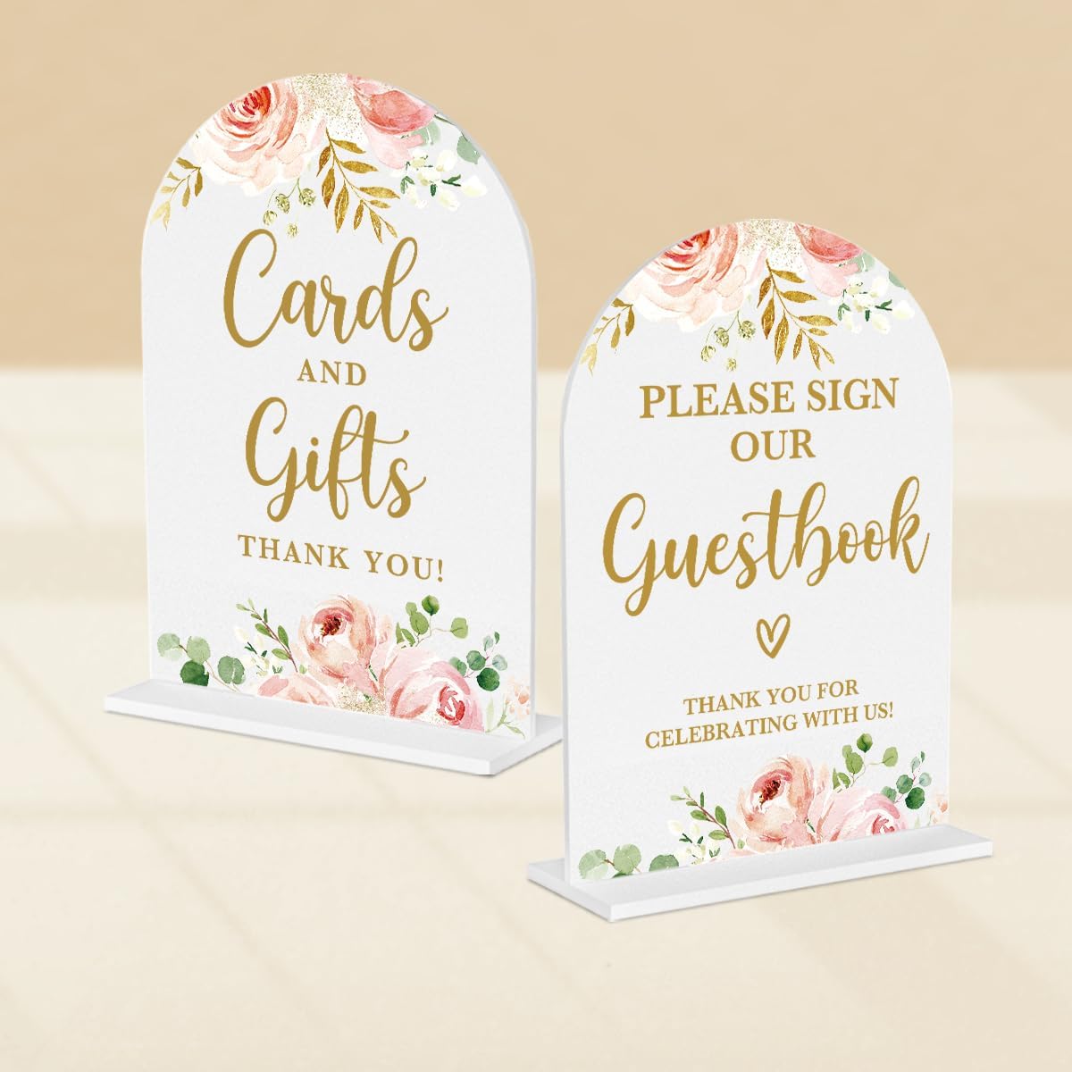 2 Pcs Acrylic Wedding Signs for Reception, Bridal Shower Decorations, Cards and Gifts Signs, Guest