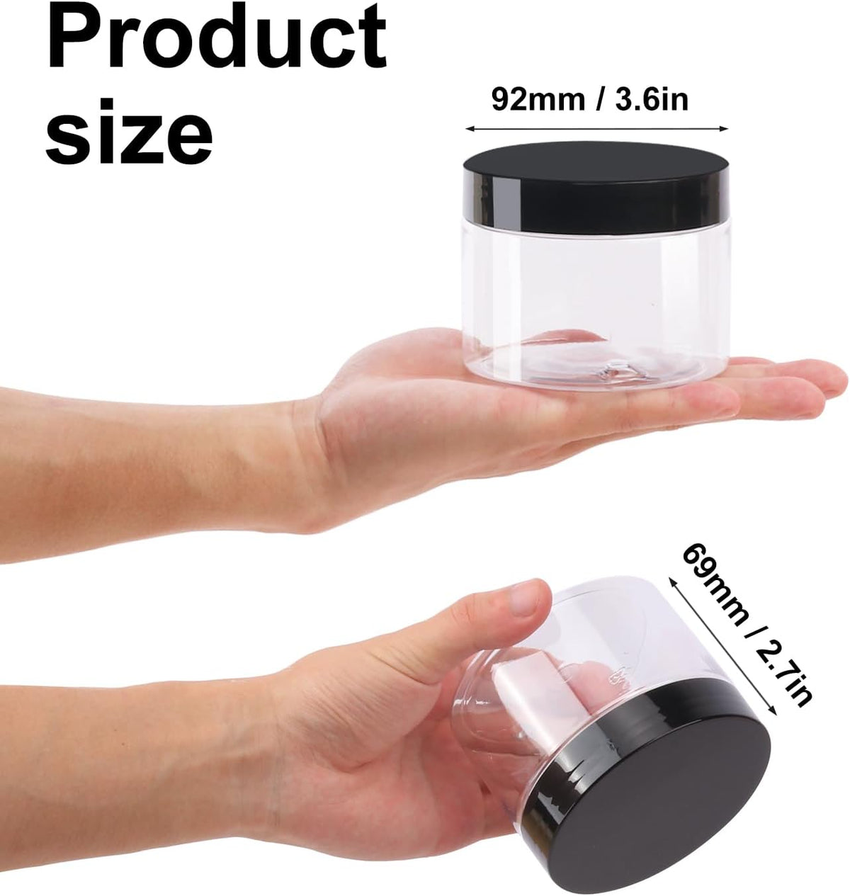 36 Packs 10 OZ Transparent Plastic Jars with black Lids, Body Butter Containers, Cosmetic
