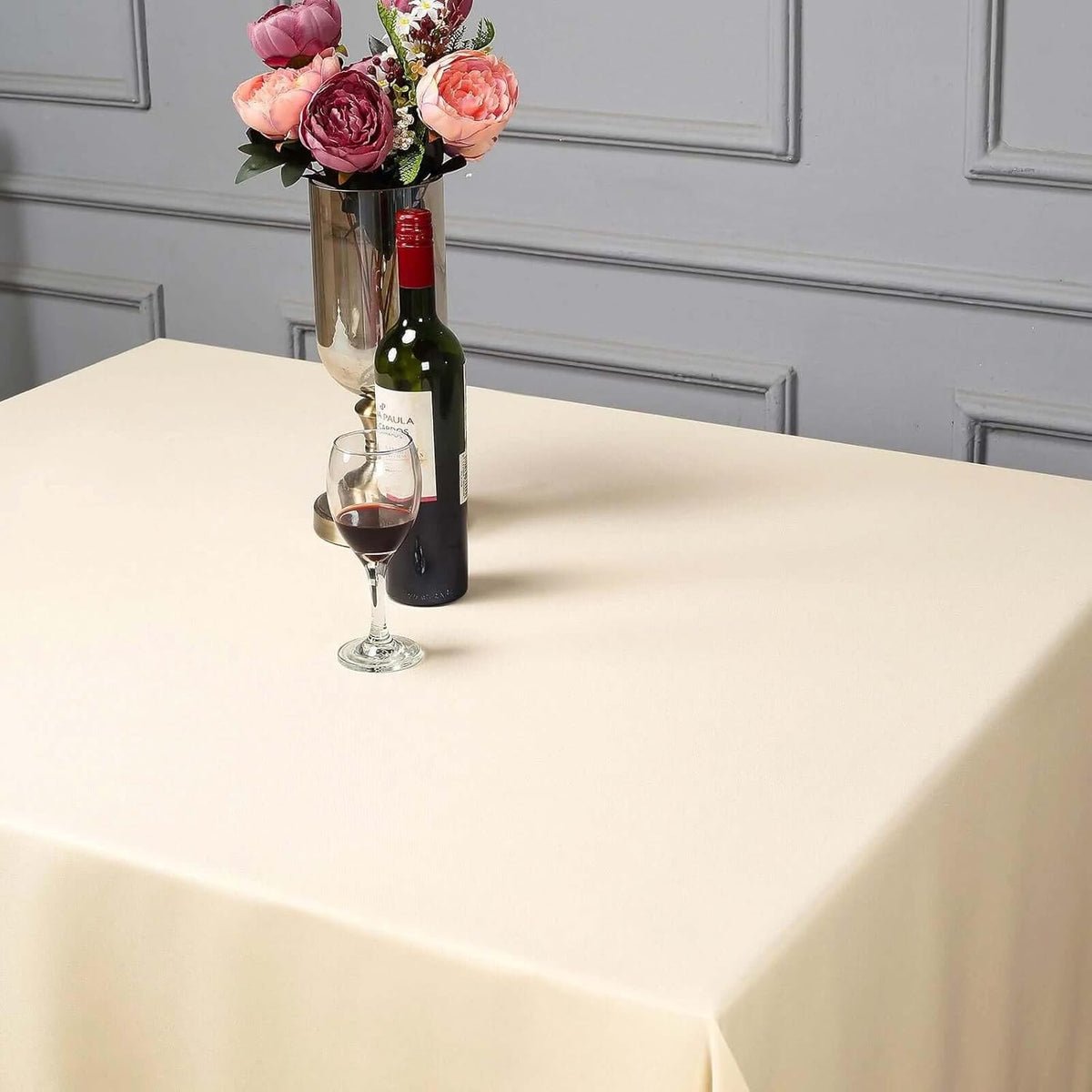 Efavormart 90" Beige Wholesale Linens Polyester Square Linen Tablecloth for Kitchen Dining Catering