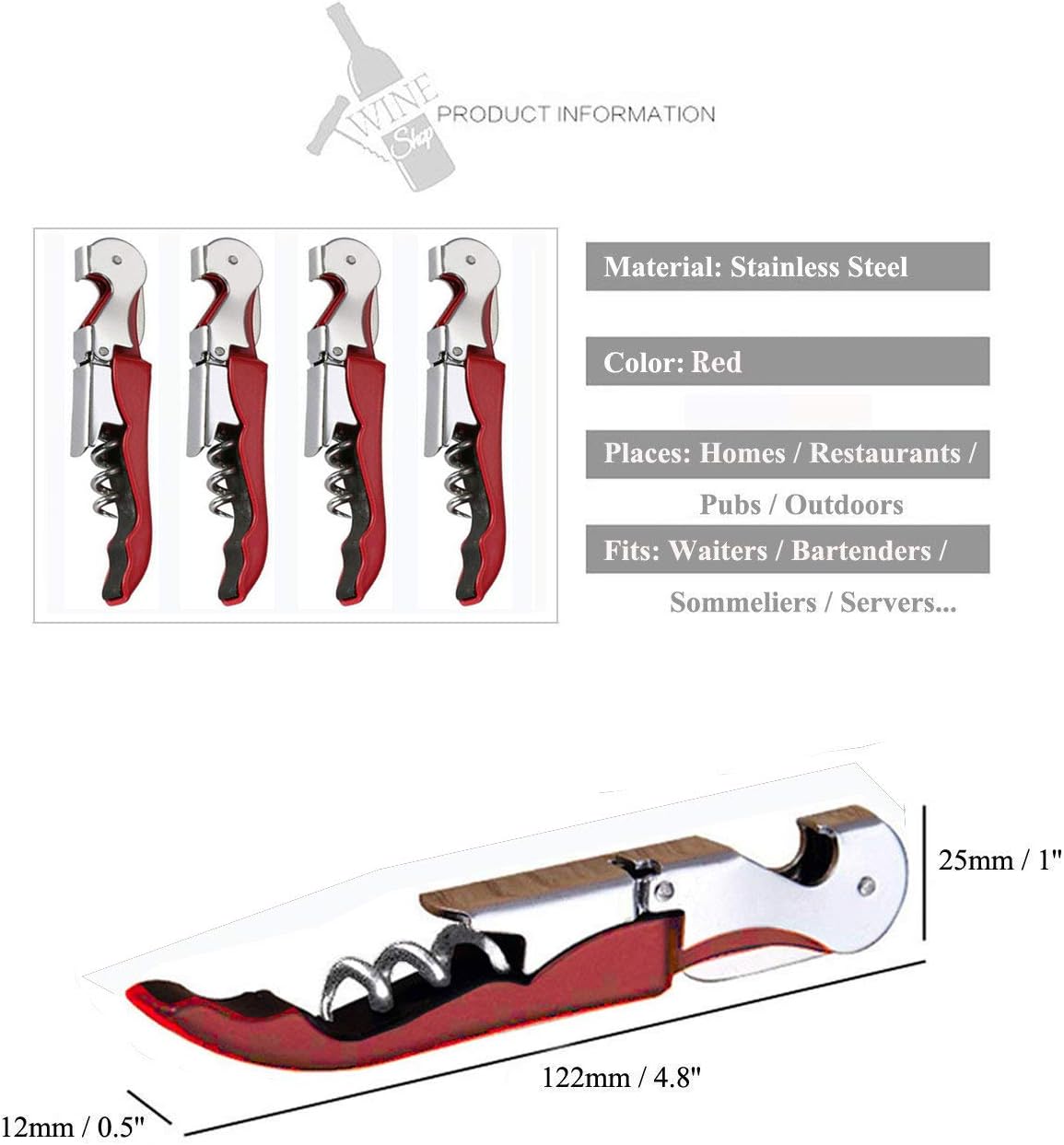 Professional Waiter Corkscrew Wine Openers Set, Heavy Duty Stainless Steel Hinges Wine Key for