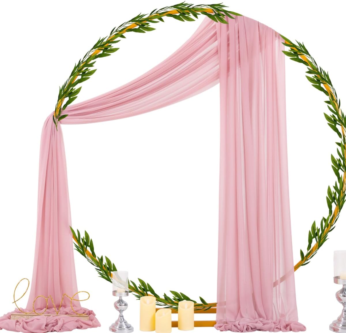Socomi Wedding Arch Draping Fabric 29" x 20Ft 1 Panel Dusty Rose Sheer Outdoor Curtain Drapes Extra