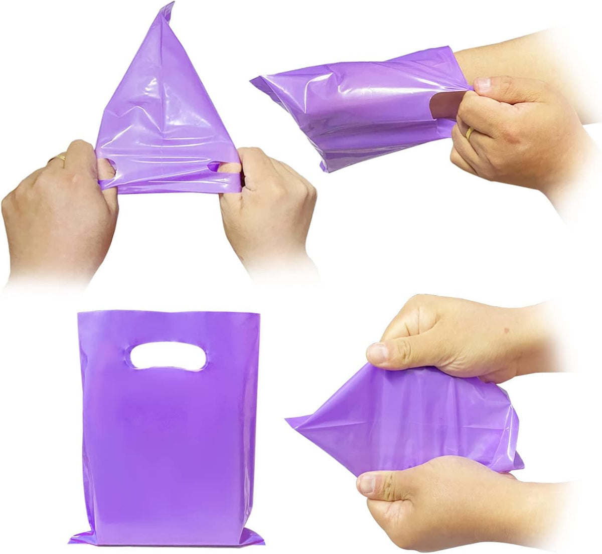 Plastic Party Favor Small Gift Bags, 100 PCS 6" x 8" Goodie Bags for Kids, Candy Treat Pouches Bulk