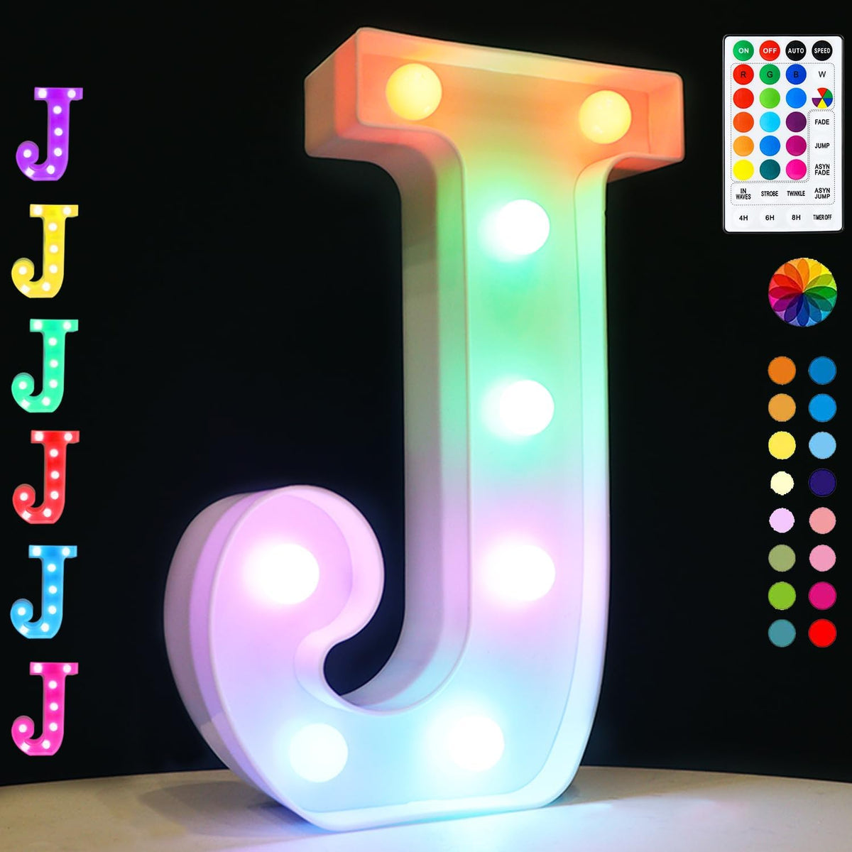 Light Up Colorful LED Marquee Letter lights, 18 Colors Changing Alphabet Letters Sign with Remote