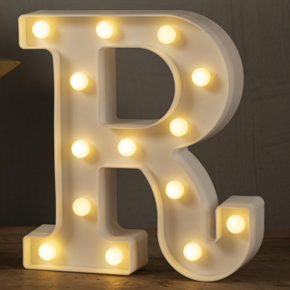 HXWEIYE LED Marquee Letters Lights Sign R, 26 Alphabet Light Up Letter and Number 0-9 Number Warm