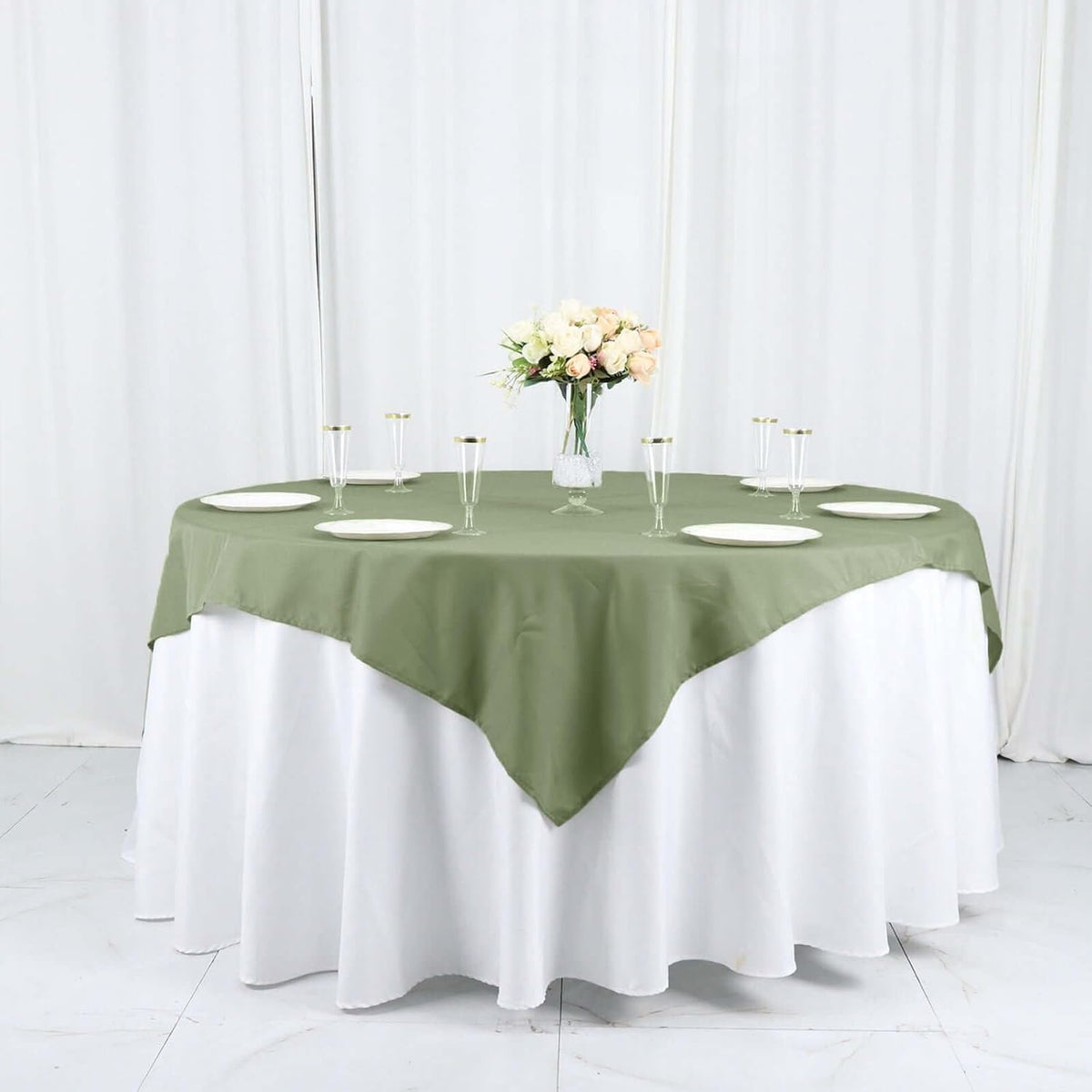 Efavormart 54x54 Eucalyptus Sage Green Wholesale Linens Seamless Polyester Square Linen Tablecloth