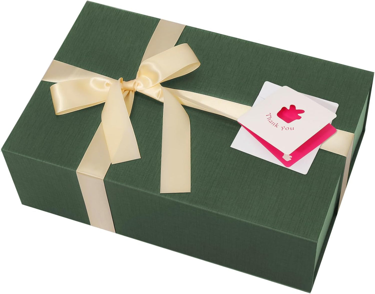 Rinrda Large Green Gift Box,13.75"x9"x4.5", Gift Boxes with Magnetic Lids for Presents Closure Gift