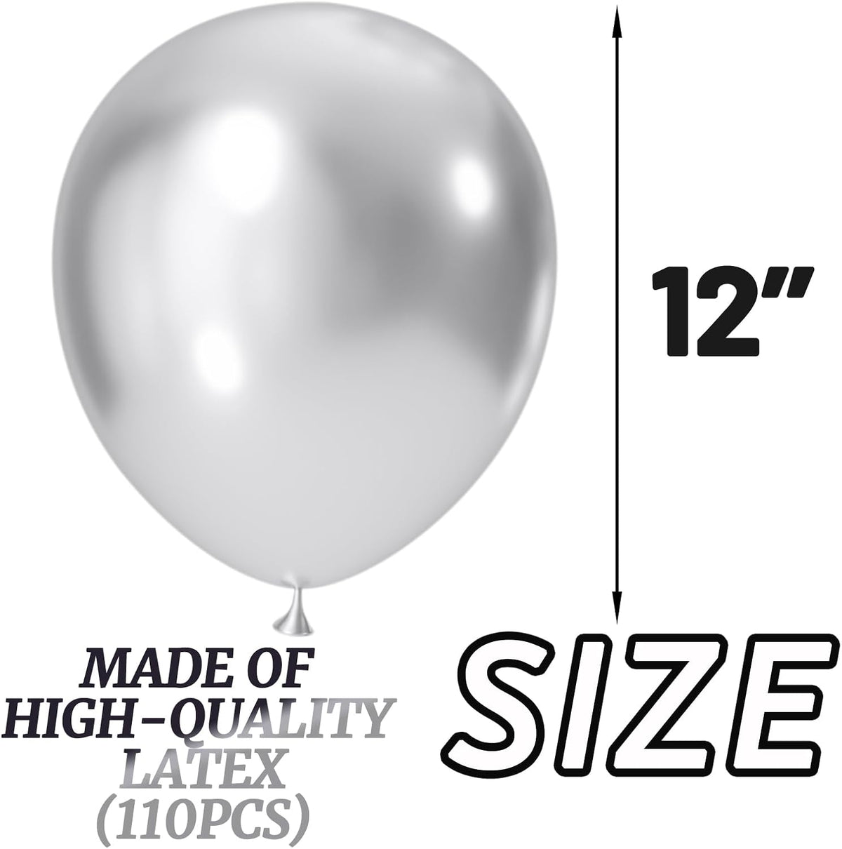 110pcs Metallic silver Balloons, Metallic silver Latex Balloons 12 inch, silver Balloon for