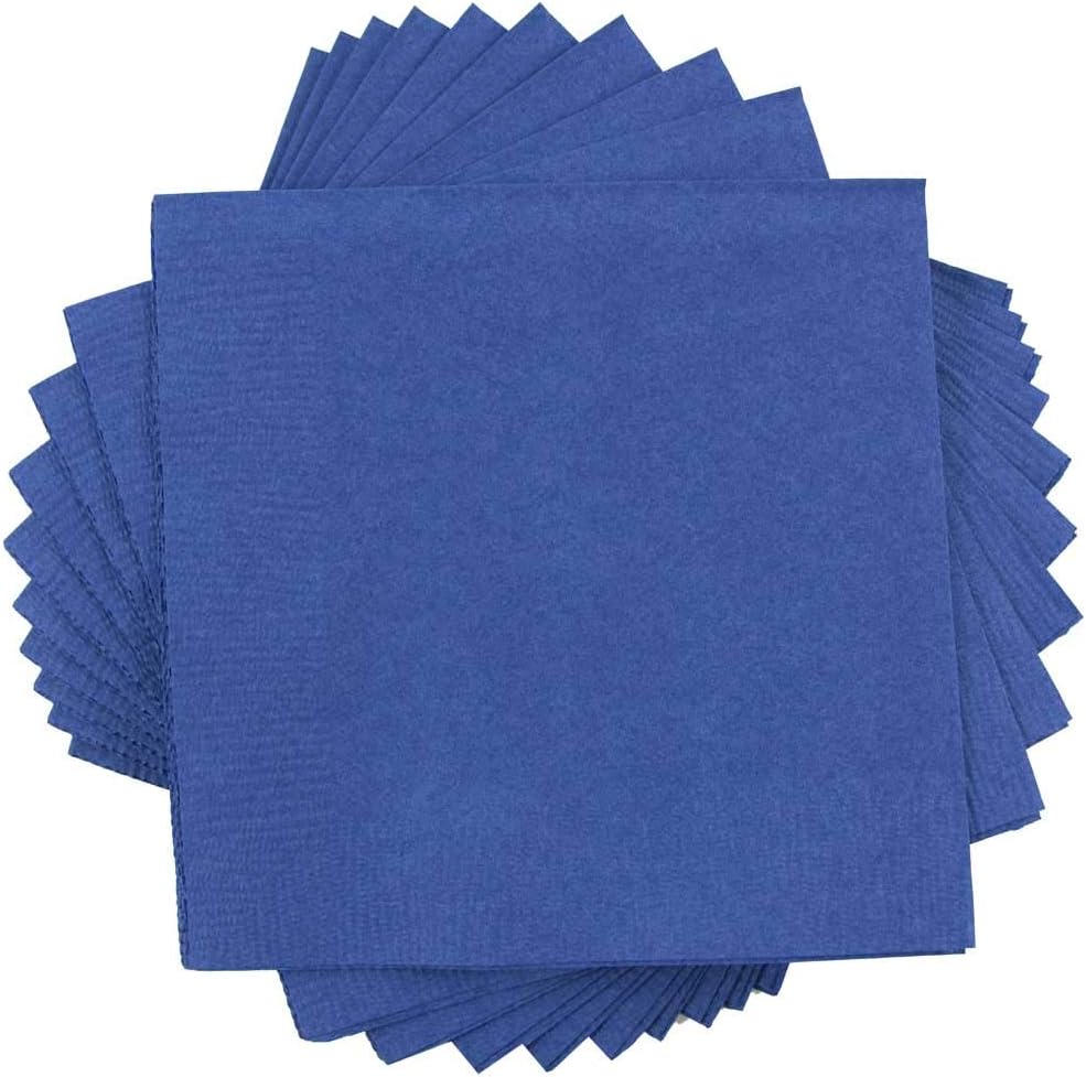 JAM PAPER Small Beverage Napkins - 5 x 5 - Blue - 50/Pack