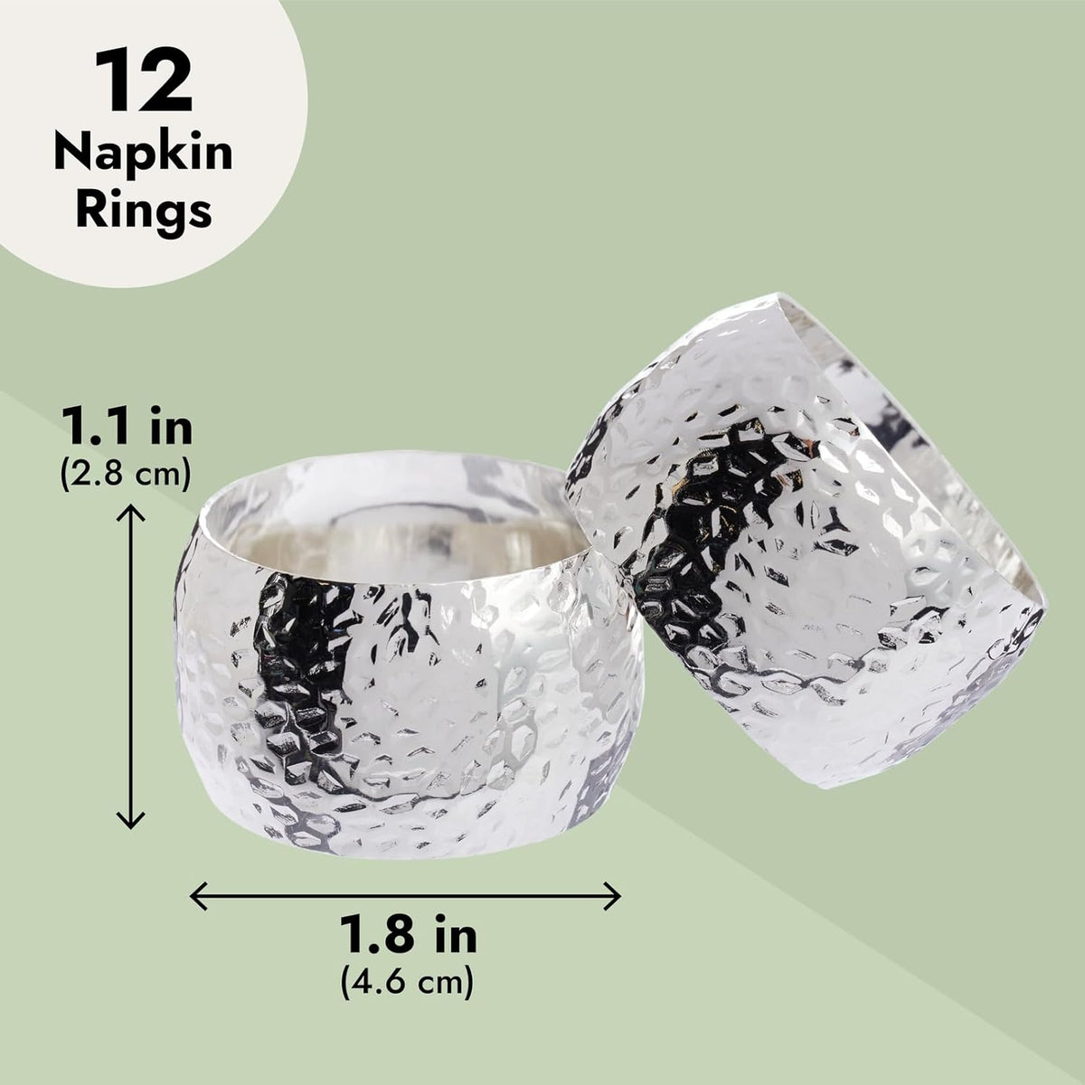 Farmlyn Creek Silver Napkin Rings Set of 12-1.8 in Round Polished Zinc, Bulk Napkin Ring Holders