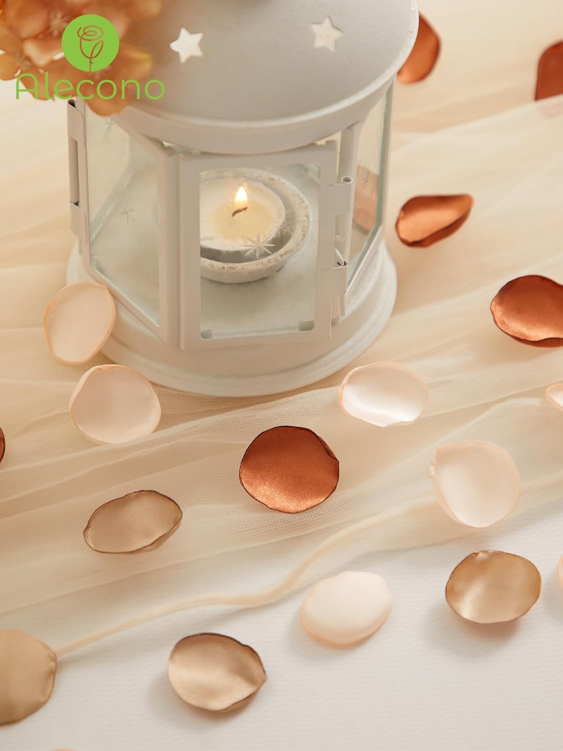 Alecono 𝟲𝟬𝟬𝙋𝙘𝙨 Silk Rose Petals, Faux Rose Petals Orange Rose Petals for Wedding Proposal