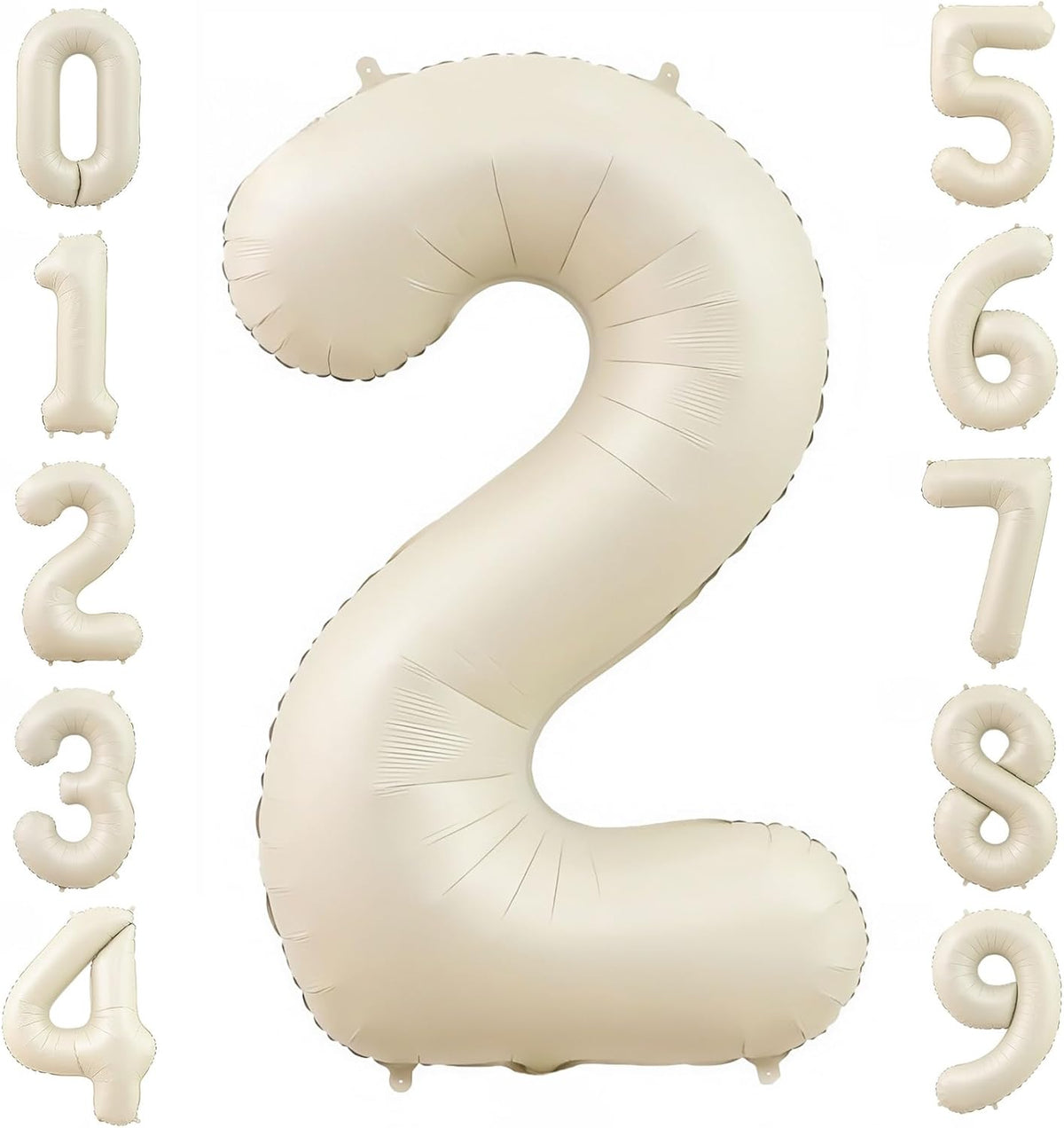 Cream 2 Balloon Number 40 Inch Cream White Number 2 Balloon Helium Mylar 2 Balloon for Birthday