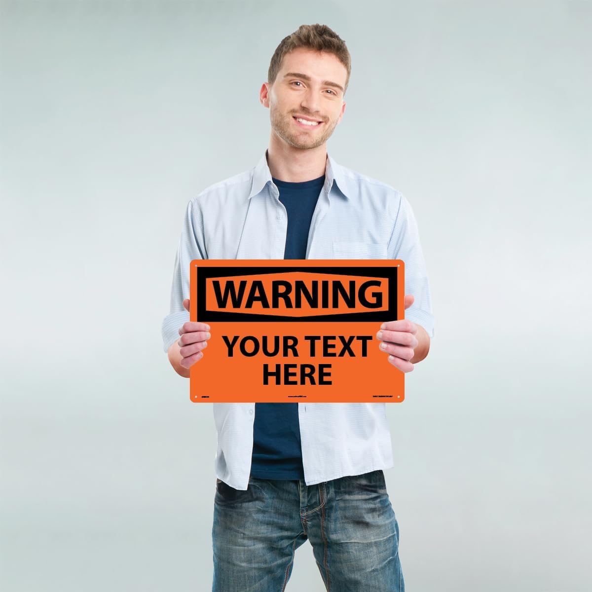 Custom OSHA Style Warning Sign 12" x 18" Aluminum Sign, Customizable "Your Text Here", by
