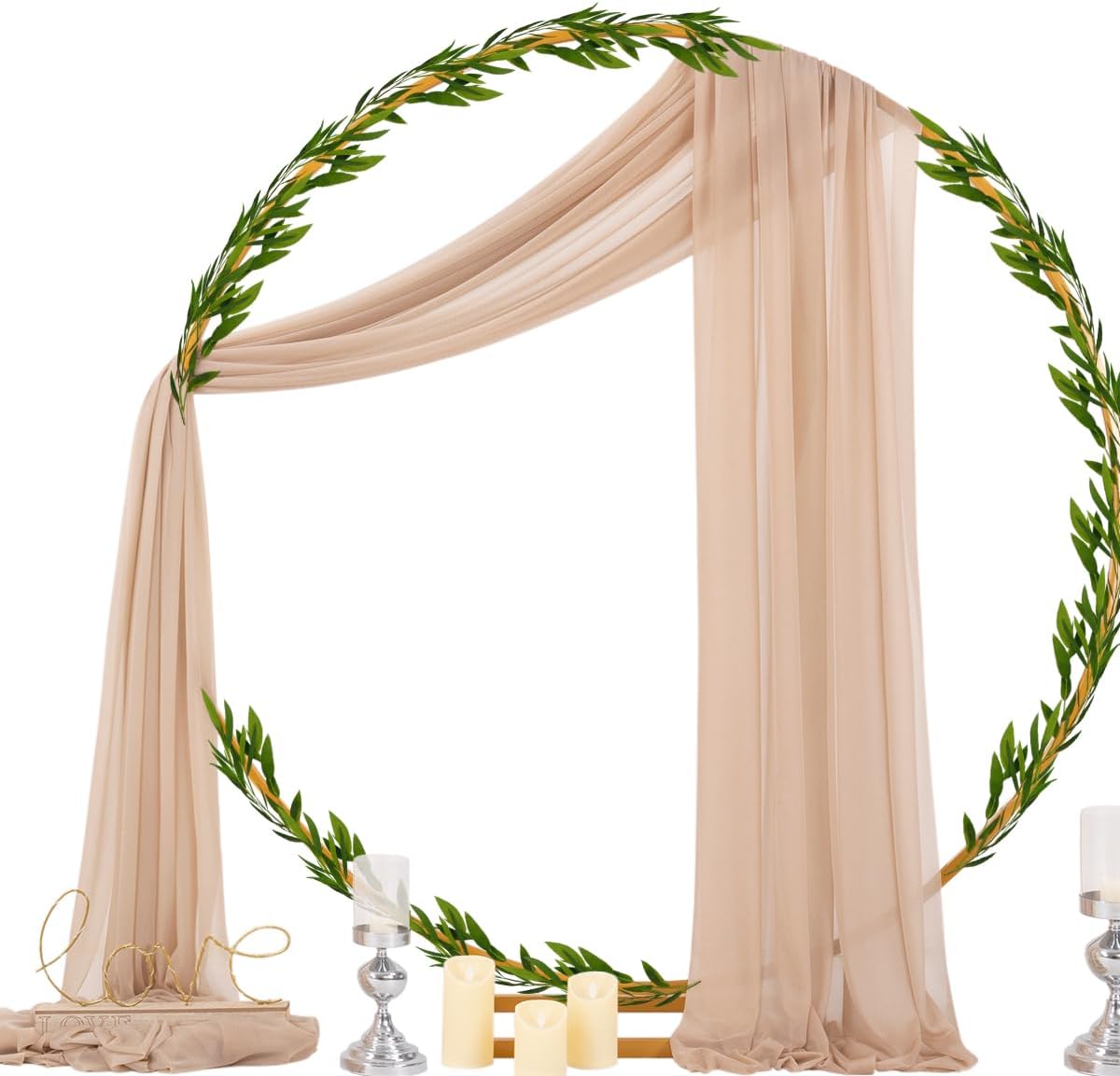 Socomi Wedding Arch Draping Fabric 29" x 20Ft 1 Panel Nude Sheer Outdoor Curtain Drapes Extra Long