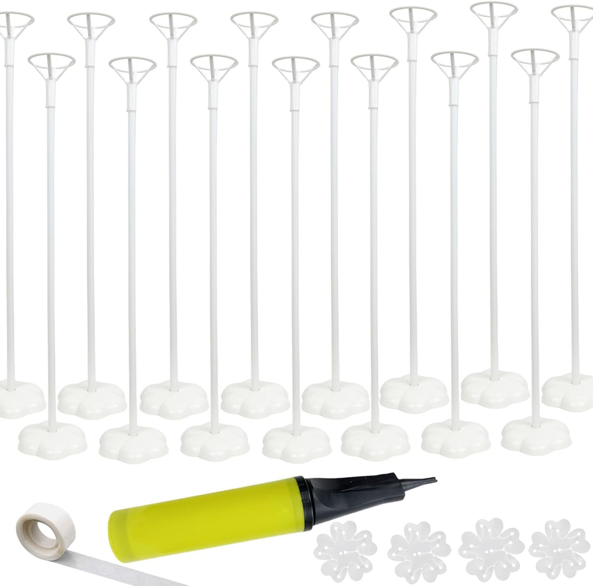 Balloon Stand Kit, 15 pack Balloon Stick Holder with Base for Table Top Centerpiece Party