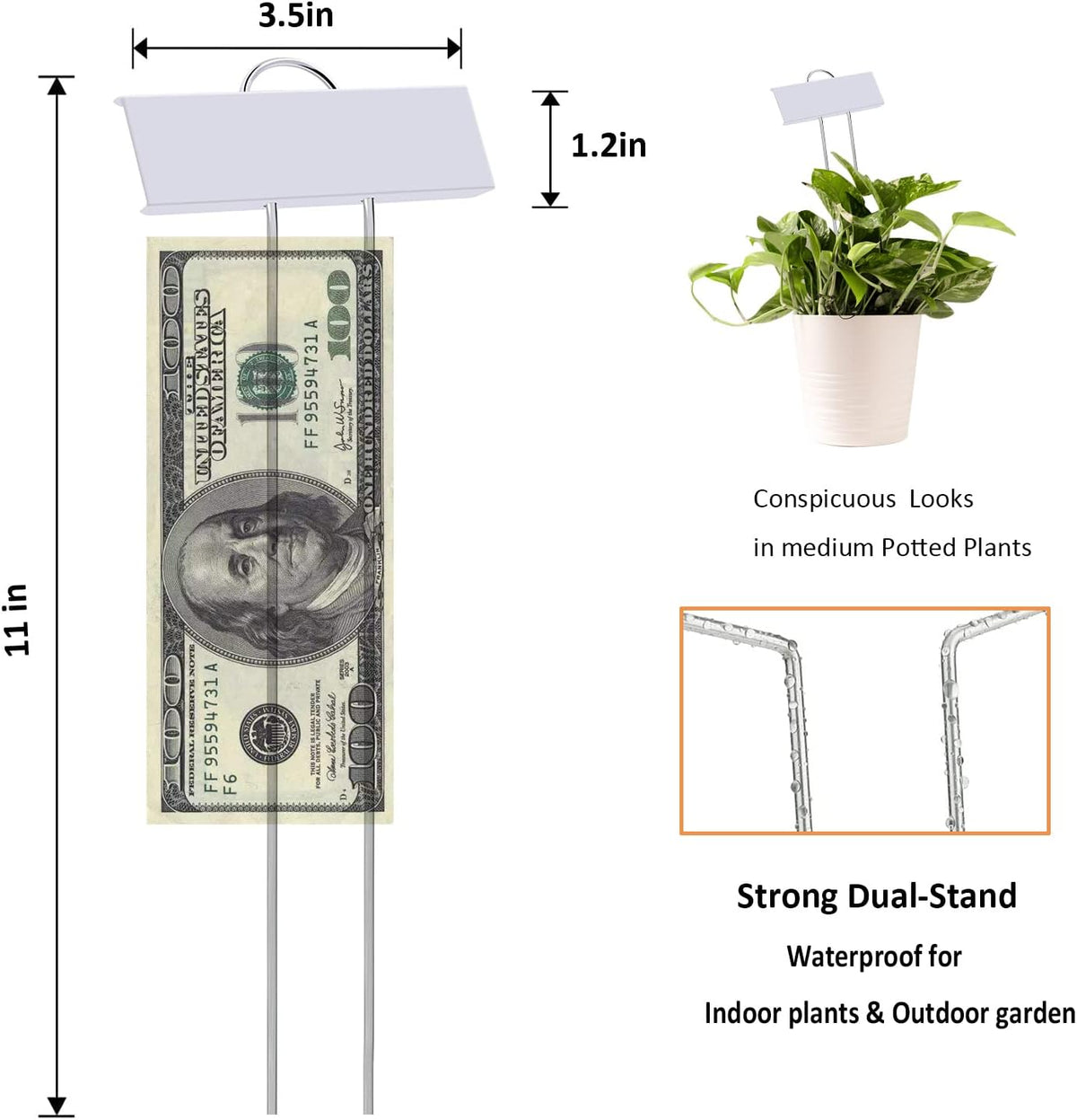 30pcs Plant Labels for Outdoor Garden Waterproof Plant Markers for Outdoor Plants, 11inch Metal