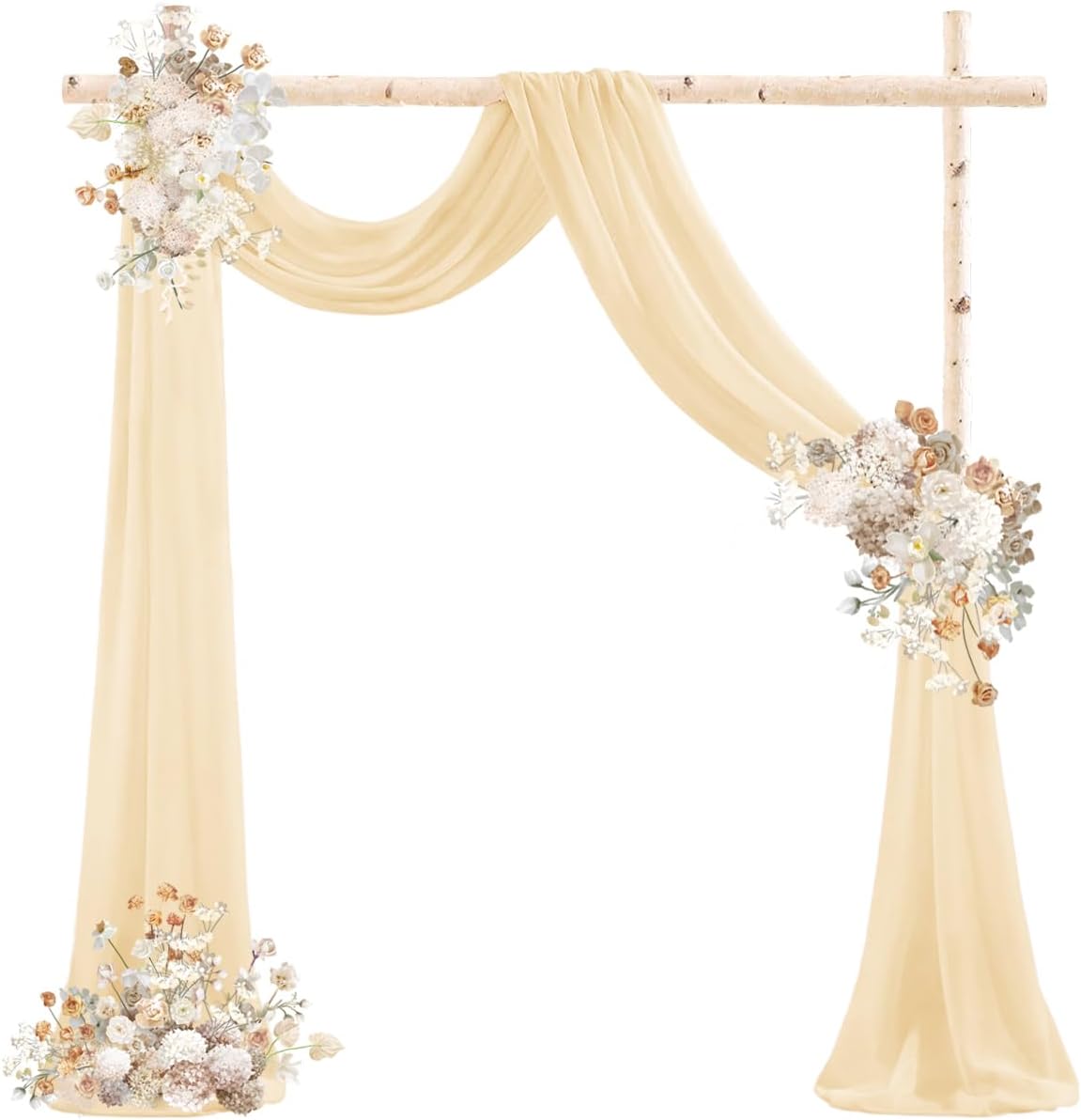 Champagne Gold Wedding Arch Draping Fabric 29" x 20 FT Wedding Drapes for Backdrop Sheer Curtains