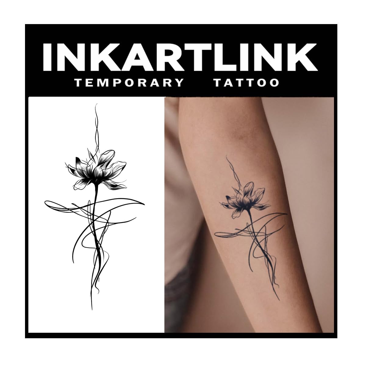 INKARTLINK Tattoo Tech, 2 Sheets Large Semi Permanent Tattoo, Adult Art Design Temporary Tattoos