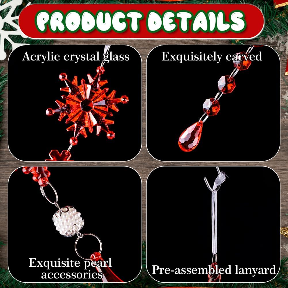 Lanpn 26pcs Christmas Ornaments Crystal Christmas Tree Decoration, Hanging Clear Acrylic Snowflake