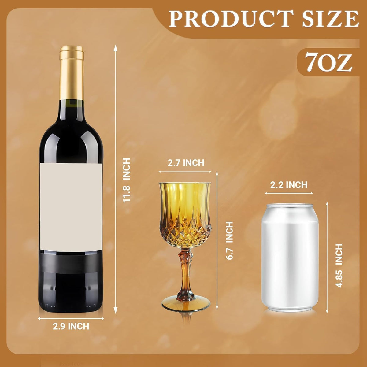 Plastic Wine Glasses，100PCS Amber Plastic Goblets Vintage Style Cordial Drinking Glasses for